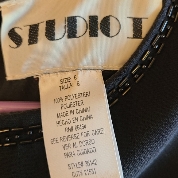 Vintage 90s 6 Asymmetrical Black Cocktail Dress Sequins Formal size 6 - Picture 9 of 10